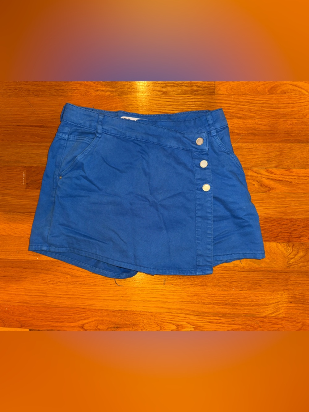 Zara Royal Blue Wrap Skort with Button Detail